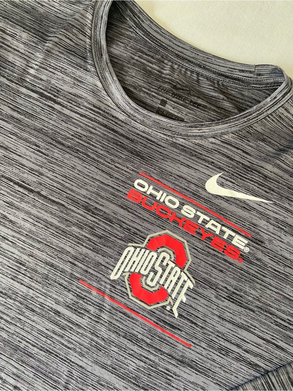 Nike Heather Gray Performance Tee with Ohio State Logo